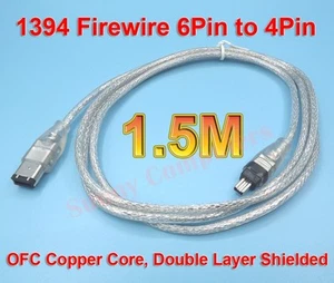 Firewire IEEE 1394 6P to 4P Adapter Cable 1.5M Cord For Sony JVC Mini DV MDV AU - Bild 1 von 4