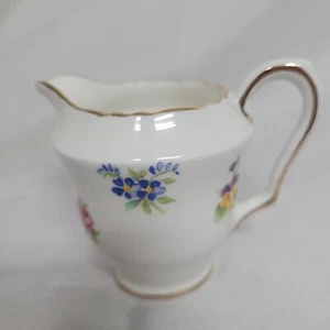 Crown Staffordshire England Bone China Floral Creamer Gold Trim - Picture 1 of 6