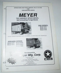 Meyer 3500 4500 4600 Series Caja de Forraje Operadores y Manual de Piezas 3-05 ¡ORIGINAL! - Imagen 1 de 3