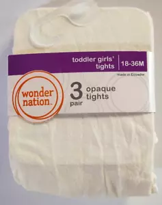 3 Pack Wonder Nation Infant Toddler 18-36 Month Opaque Tights - Picture 1 of 3