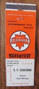 SUPERTEST GAS STATION MATCHBOOK COVER: E. F. OSBORNE MATCHCOVER -K23 - Picture 1 of 1