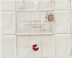1848 EDINBURGH = 131= Nr. 4 RAND 1d IMPERF LEBENSVERSICHERUNGSBRIEF TEIL RARGINAL - Bild 1 von 4