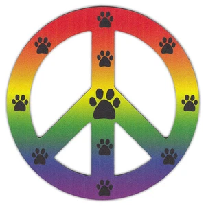 Imanes en forma de signo de paz (ver a través): diseño arco iris con impresiones de patas (LGBT) - Imagen 1 de 1