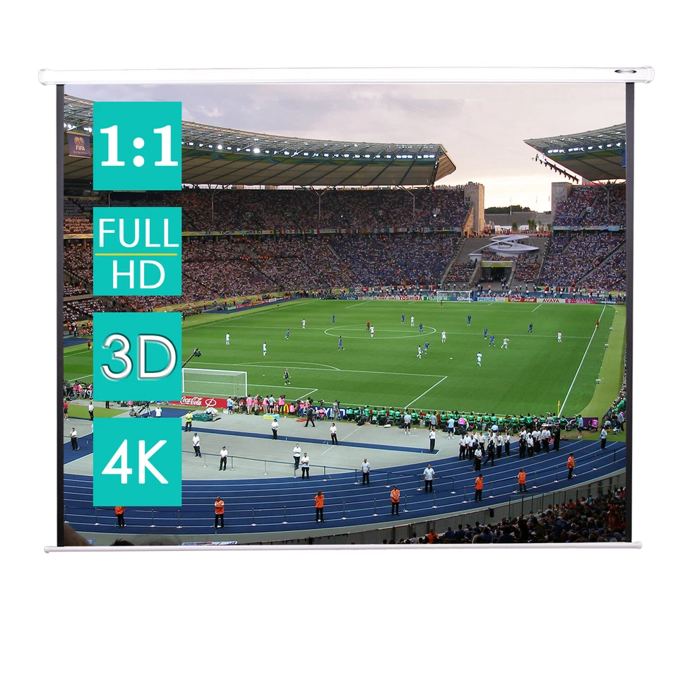 CCLIFE Beamer Leinwand Rolloleinwand Full-HD Heimkino Rollo Präsentationswand Projektor