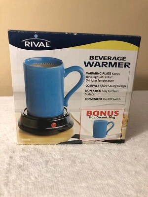NUEVO EN CAJA - CALENTADOR DE BEBIDAS ELÉCTRICO RIVAL - INTERRUPTOR EN LÍNEA con TAZA DE CERÁMICA AZUL 8 OZ  Foto 1 de 4