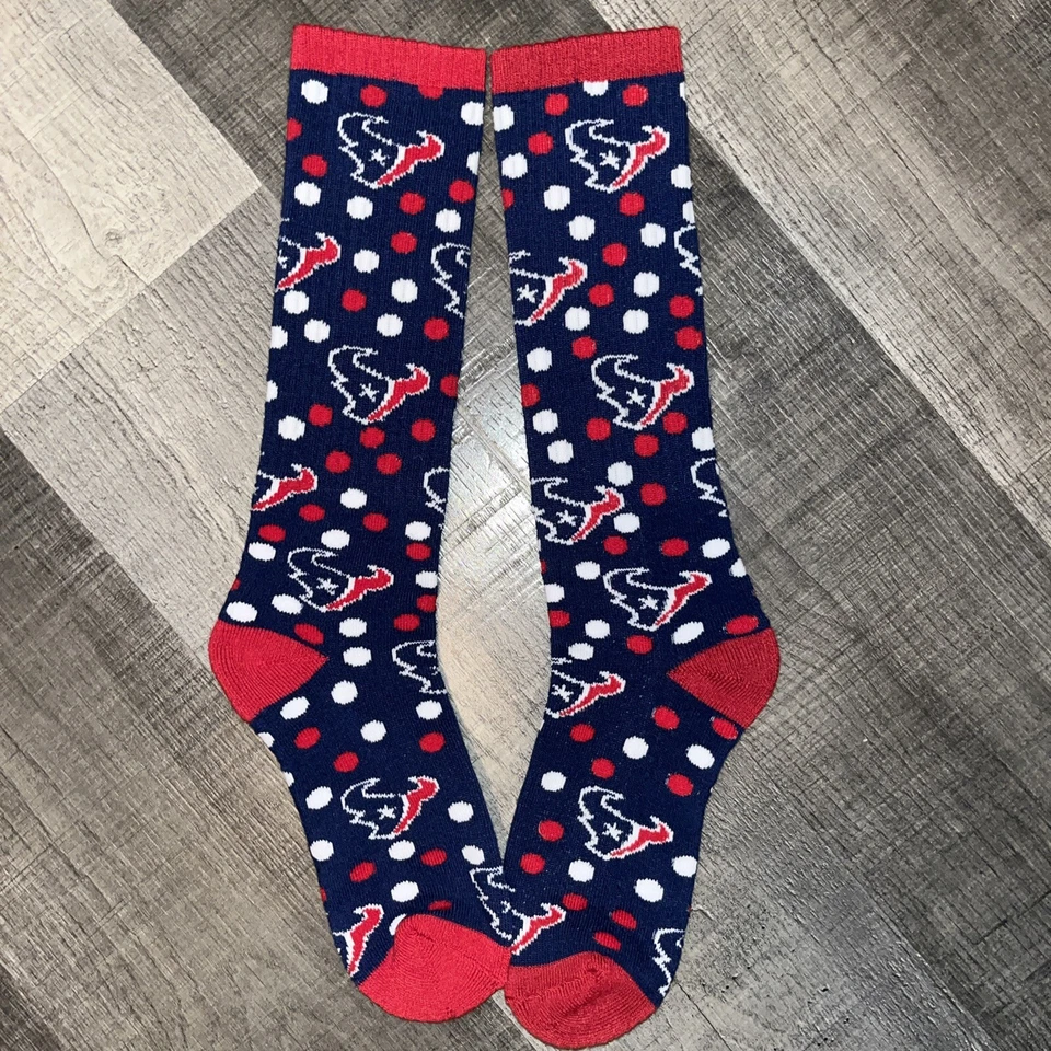 CALCETINES HASTA LA RODILLA HOUSTON TEXANS NFL LOGOTIPO DE FÚTBOL AMERICANO LUNARES PARA MUJER Foto 1 de 1