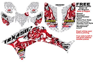 TRX450R Graphics 08-Newer DFR Logo Bomber White Red Sides Fenders Honda TRX 450R - Picture 1 of 3