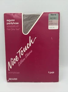 Silken Sheers Nice Touch Regular Pantyhose Dove Grey Size Q VTG Sandalfoot - Picture 1 of 9