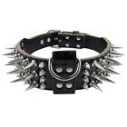 Spiked Dog Collar Large Dogs Black Leather Collar for Pitbull Rottweiler M L XL 