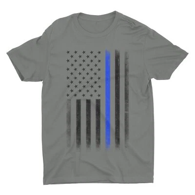 Mens Blue Lives Matter Tee Premium Soft Ringspun USA Flag Screen-Printed T-Shirt - Image 1 of 4