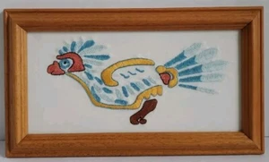 Vtg Figi Graphics Framed Embroidered Bird Vtg 1991 Roadrunner Chaparral  - Picture 1 of 6