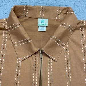 Genuine Haband Guayabera Shirt Full Zip Brown Cuban Pocket Embroidery Men XX - Picture 1 of 10