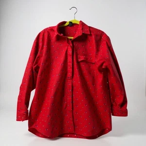 Camisa para mujer GAP roja floral de pana manga larga con botones talla L - Imagen 1 de 7