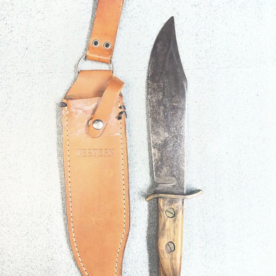 Cuchillo Bowie Western U.S.A W49 B con funda de cuero Foto 1 de 4