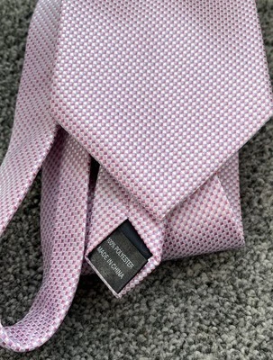 Mens Burton pink patterned smart event formal tie 3.75" wide 55" long polyester - Image 1 of 3
