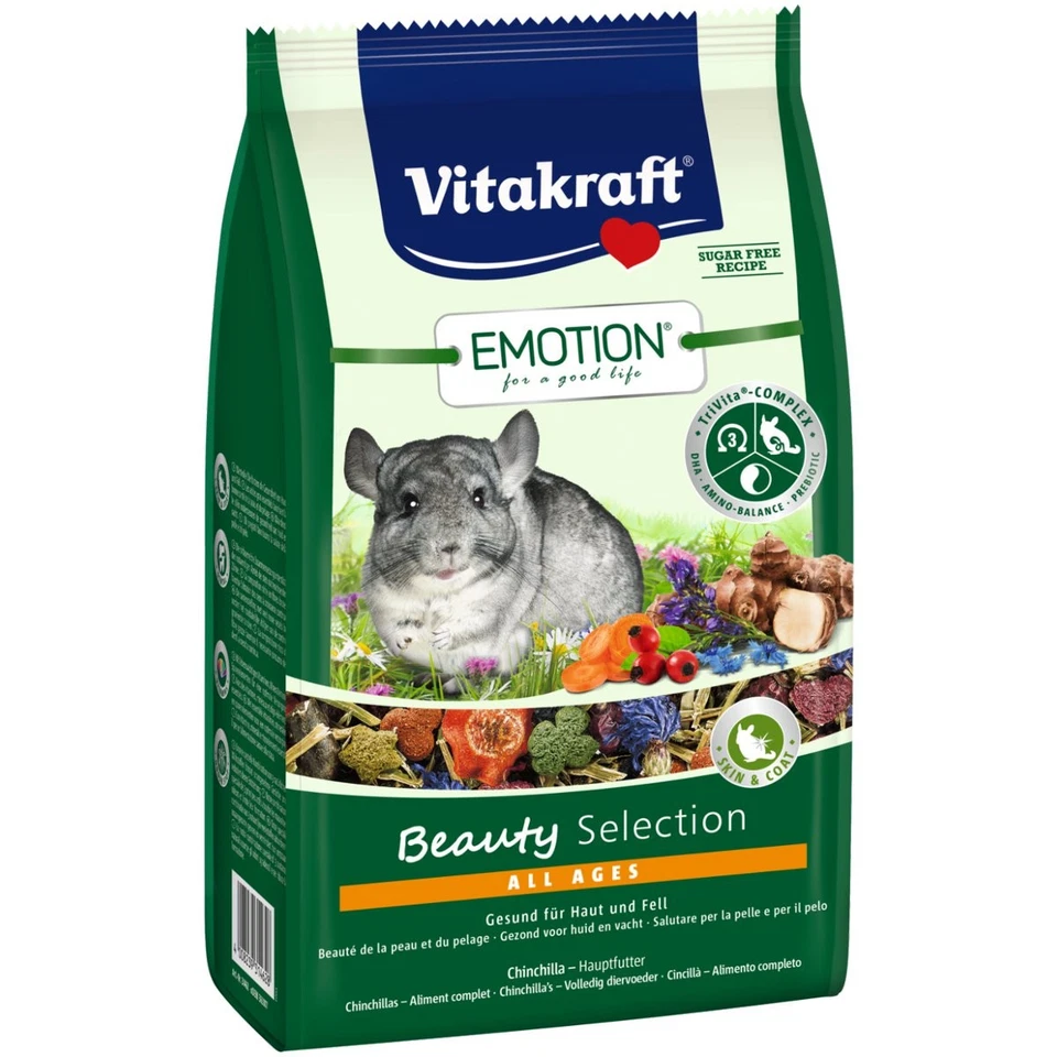 Vitakraft Emotion Beauty Todas las Edades Chinchilla 600 g Alimento para Chinchilla Alimento para Roedores