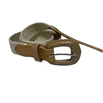Cinturón elástico tejido vintage años 90 para mujer talla M crema cuero genuino ribete preppy Foto 1 de 4