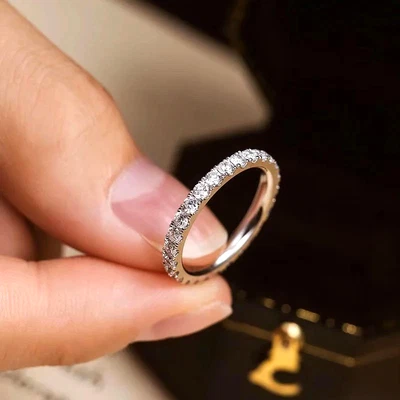 Moissanit Ring 40x memory 925 Silber Gold 18kt Brillant Diamant Test ok!! GRA  - Bild 1 von 4