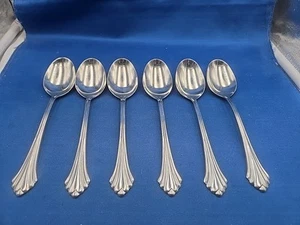 Lot of 6 Oneida BANCROFT Stainless Oval Soup Spoons 6 7/8" - Picture 1 of 6