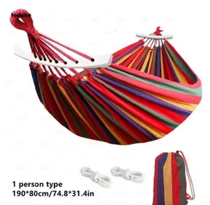 Heavy Duty Cotton Rope Hanging Hammock Swing Camping Canvas Bed Garden Outdoor - Picture 1 of 5