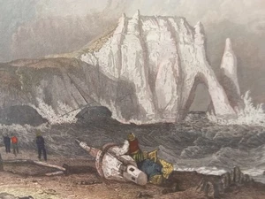 Grabado En Acero Las Rocas De Étretat Puerta De Nettuno Costo Normando Francia - Imagen 1 de 4
