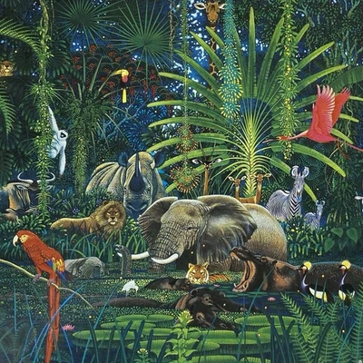 World's Most Difficult Jigsaw Puzzle Jungle Edition 1993 Vintage Double Sided - Image 1 of 4