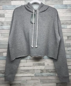 Wild Fable Womens Large Cropped Hooded Sweatshirt Gray Hoodie - Picture 1 of 6