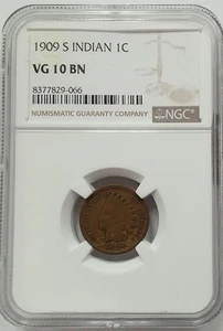 1909-S Indian Head Cent NGC VG 10 - Picture 1 of 1