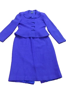 FABULOSO De Colección Kay Unger PÚRPURA Boucle Tweed Blazer Lazo Acentos 26 W Falda Traje 8 - Imagen 1 de 24