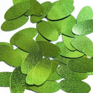 Oval Sequin 1.5" Lime Green Metallic Embossed Texture Loose Couture Paillettes - Picture 1 of 2