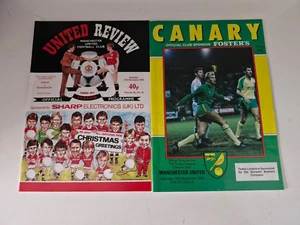 OFFICIAL PROGRAMMES-MANCHESTER UNITED V NORWICH CITY- BOTH GAMES- 1986/87 - Picture 1 of 1