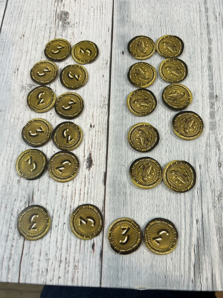 Lote de 24 piezas de repuesto de juego de mesa 7 Wonders de oro +3 monedas Foto 1 de 1