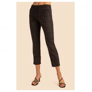 TRINA TURK Women's Banshee Pants Cropped Checkered High Rise Black Multi Size 12 - Picture 1 of 7