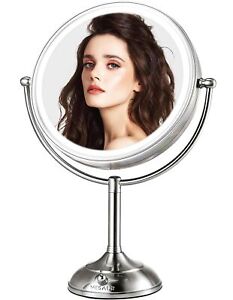 VESAUR 10" Large and 17" Tall Lighted Makeup Mirror, 1X 5X Double Sided Magni...