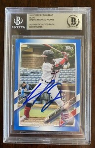 Michael Harris Auto Signed 2021 Topps Pro Debut BLUE 43/150 Money Mike Braves