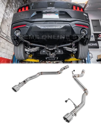 For 2024-Up Ford Mustang Muffler Delete Axle Back 3.5'' Dual Tips Exhaust GT 5.0 - Image 1 of 4