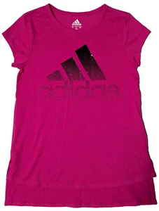 ADIDAS Badge of Sport Girls Small (7/8) Magenta Cotton Blend T-Shirt NEW - Picture 1 of 14