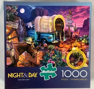 New Buffalo Night & Day Wild West Camp 1000 piece Jigsaw Puzzle - Picture 1 of 3