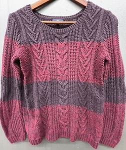 Suéter Gap Mujer L Púrpura Borgoña Mezcla de Lana Pullover Cable Tejido Preppy Cereza - Imagen 1 de 9