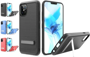 Custodia per iPhone 12/12 Pro 6,1" carbonio spazzolato cavalletto ibrido cover + PryTool - Foto 1 di 20