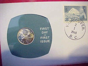 1968 #89 99 COMPANY FIRST DAY FIRST ISSUED CANADIAN SILVER 25 CENT CARIBOU - Picture 1 of 4
