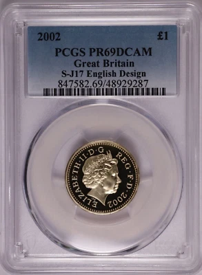 2002 Great Britain One Pound English Design - PCGS PR 69 DCAM - Image 1 of 4