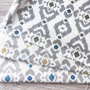 Tela de lino/algodón estampado en bloque azteca ARTA, precio por 1/2 m - Imagen 1 de 11