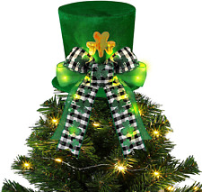 St Patrick's Day Hat Tree Topper Hat Led Hat for Tree Green Large Black Velvet H