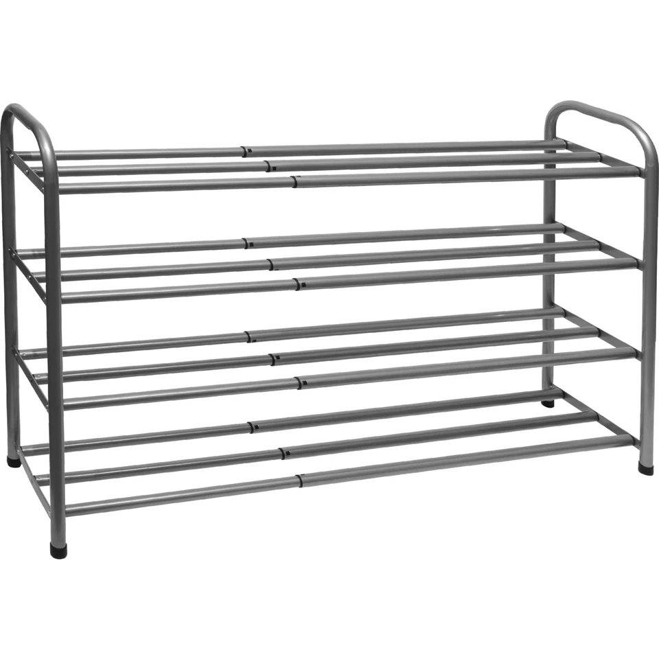 Scarpiera salvaspazio in metallo estensibile 4 ripiani impilabile 16 paia scarpe - Immagine 1 di 2