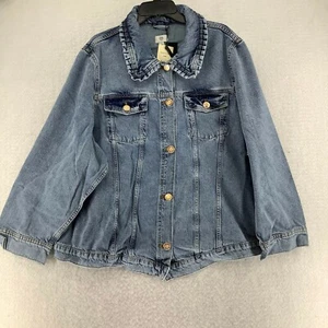 River Island Womens Blue Showmance Long Sleeves Denim Medium Jacket Size 28 - Picture 1 of 8