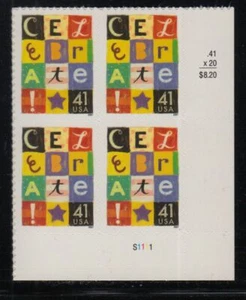 2007 Celebrate! 41c Sc 4196 plate block of 4 plate number S1111 LR - Picture 1 of 1