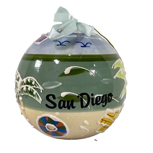 San Diego California Beach Weihnachtsschmuck Glaskugel Baum Urlaub Palme - Bild 1 von 7