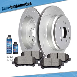 FOR 2013 ACURA MDX ZDX HONDA ODYSSEY PILOT REAR BRAKE ROTORS AND CERAMIC PADS - Picture 1 of 7