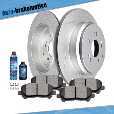 FOR 2013 ACURA MDX ZDX HONDA ODYSSEY PILOT REAR BRAKE ROTORS AND CERAMIC PADS - Image 1 of 4